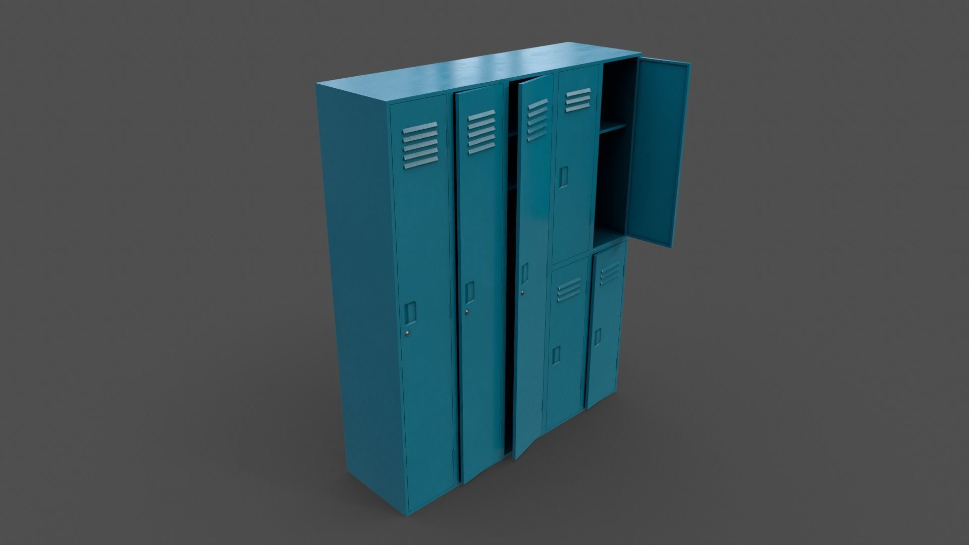 PBR School Gym Locker 07 - Multi color Pack 3D Model Collection_7
