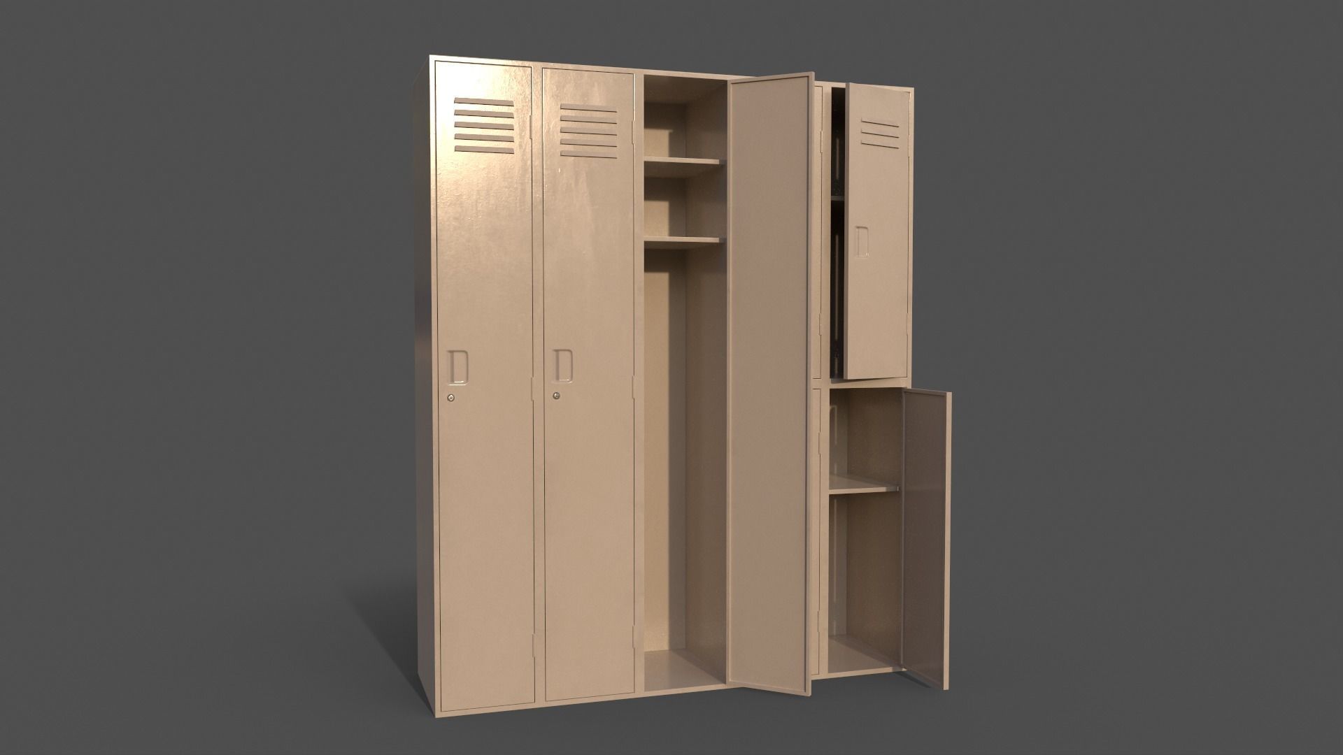 PBR School Gym Locker 07 - Multi color Pack 3D Model Collection_39