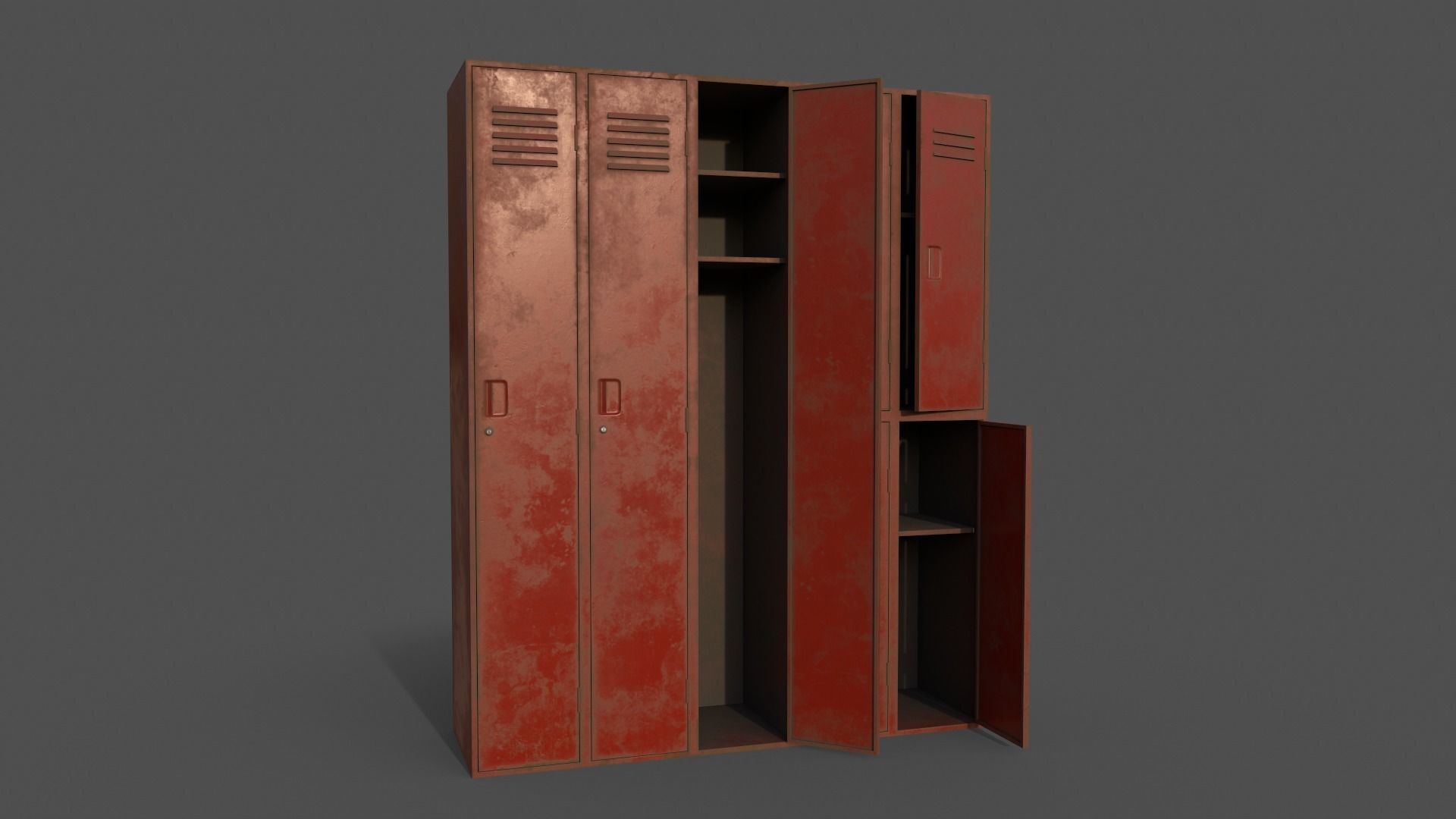 PBR School Gym Locker 07 - Multi color Pack 3D Model Collection_37