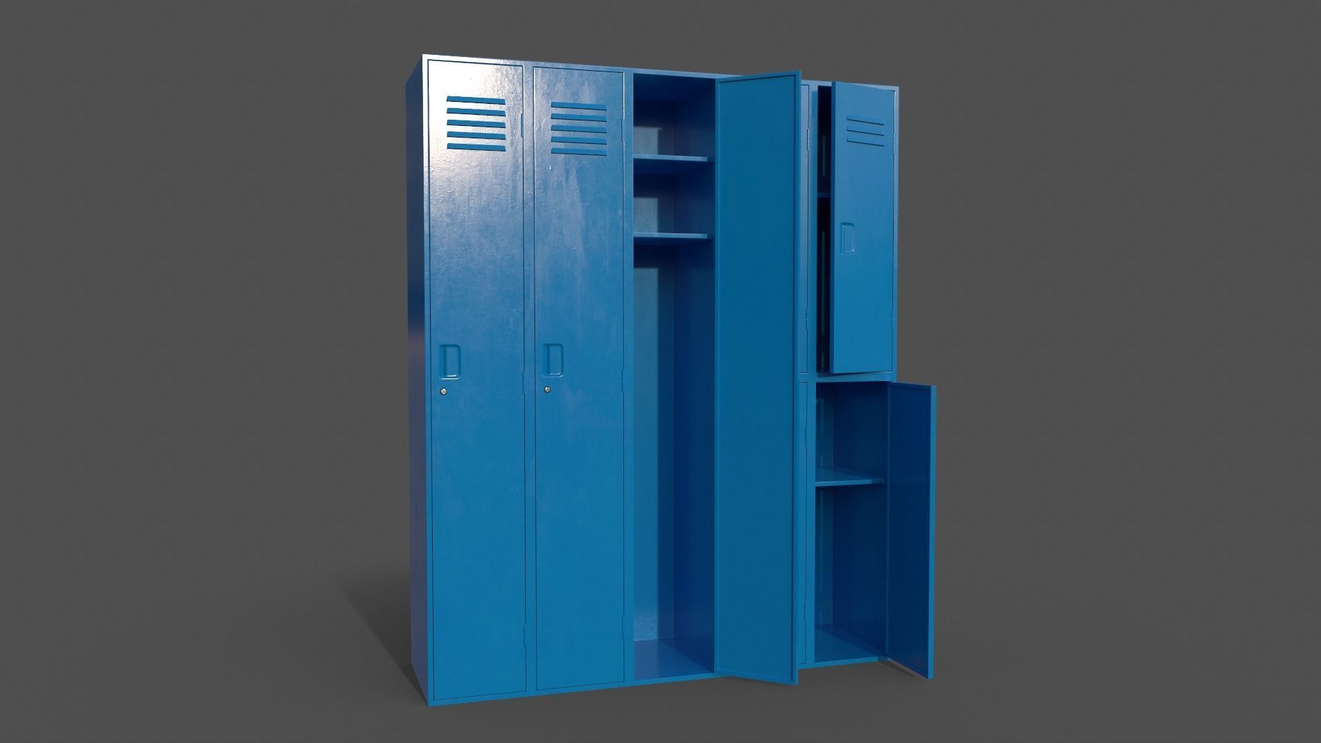 PBR School Gym Locker 07 - Multi color Pack 3D Model Collection_27