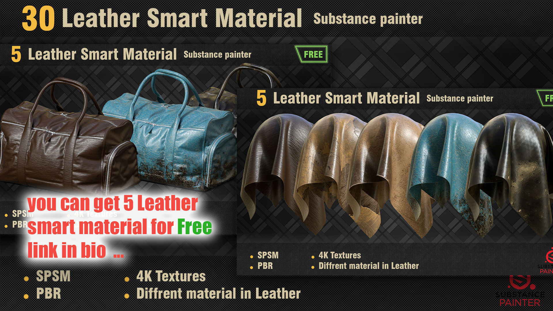 30 Leather Smart Materials PBR SPSM Texture_4