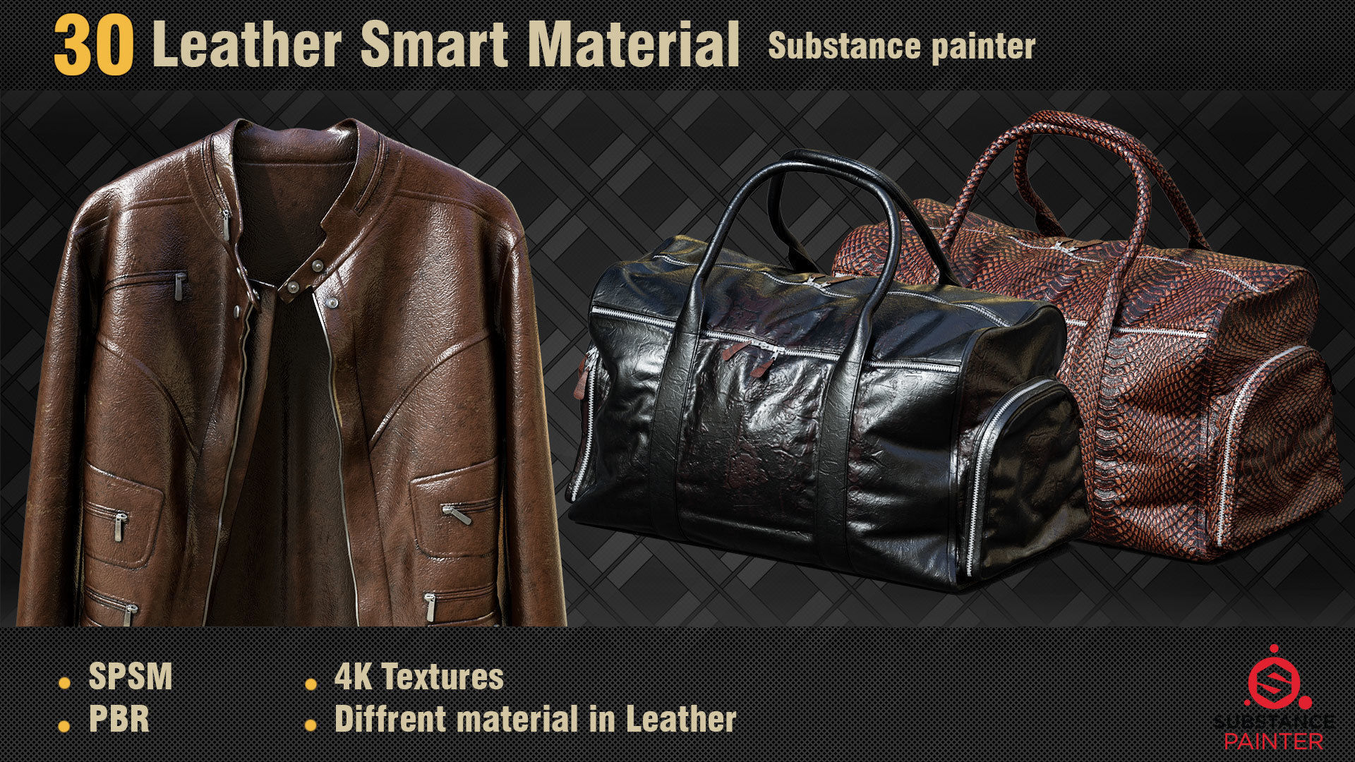 30 Leather Smart Materials PBR SPSM Texture_5