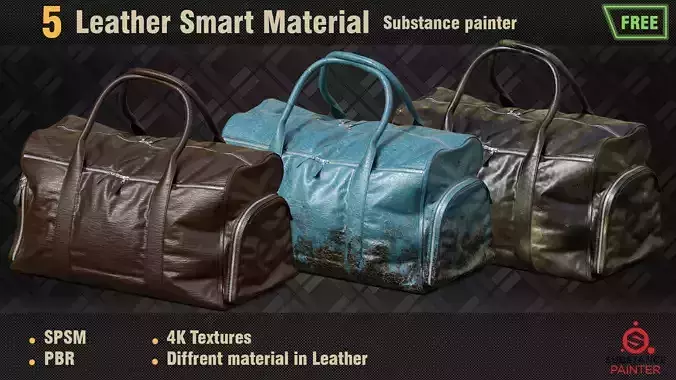 5 Free Leather Smart Materials PBR SPSM Texture