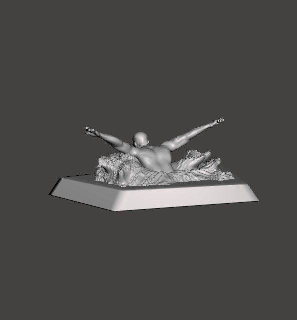 Swimmer 3D model gold statue of man swimming in water 3D print model_10