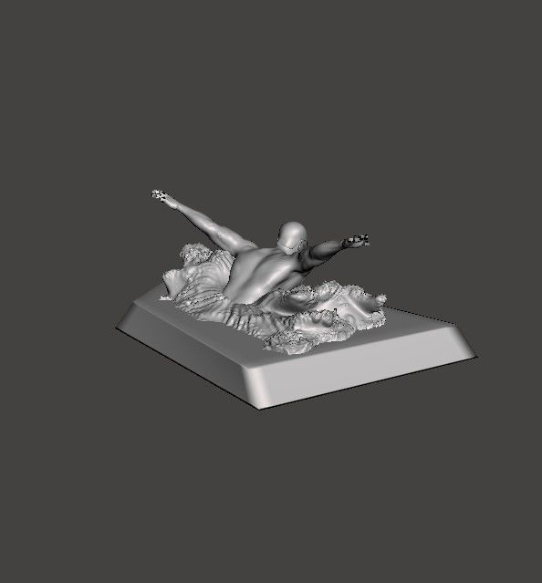 Swimmer 3D model gold statue of man swimming in water 3D print model_11