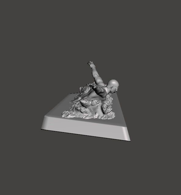 Swimmer 3D model gold statue of man swimming in water 3D print model_12