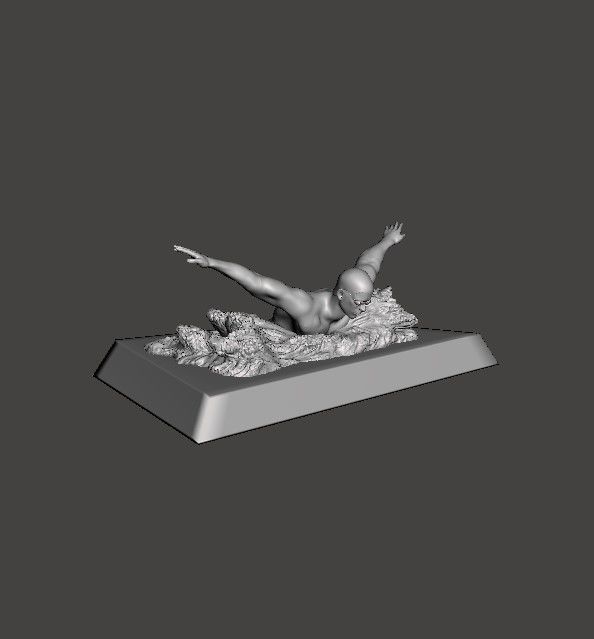 Swimmer 3D model gold statue of man swimming in water 3D print model_6