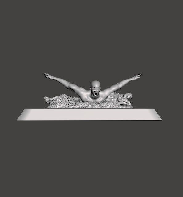 Swimmer 3D model gold statue of man swimming in water 3D print model_7