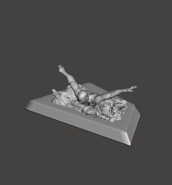 Swimmer 3D model gold statue of man swimming in water 3D print model_8