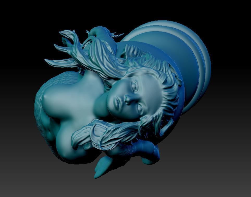 Mermaid on the handle 3D print model_5