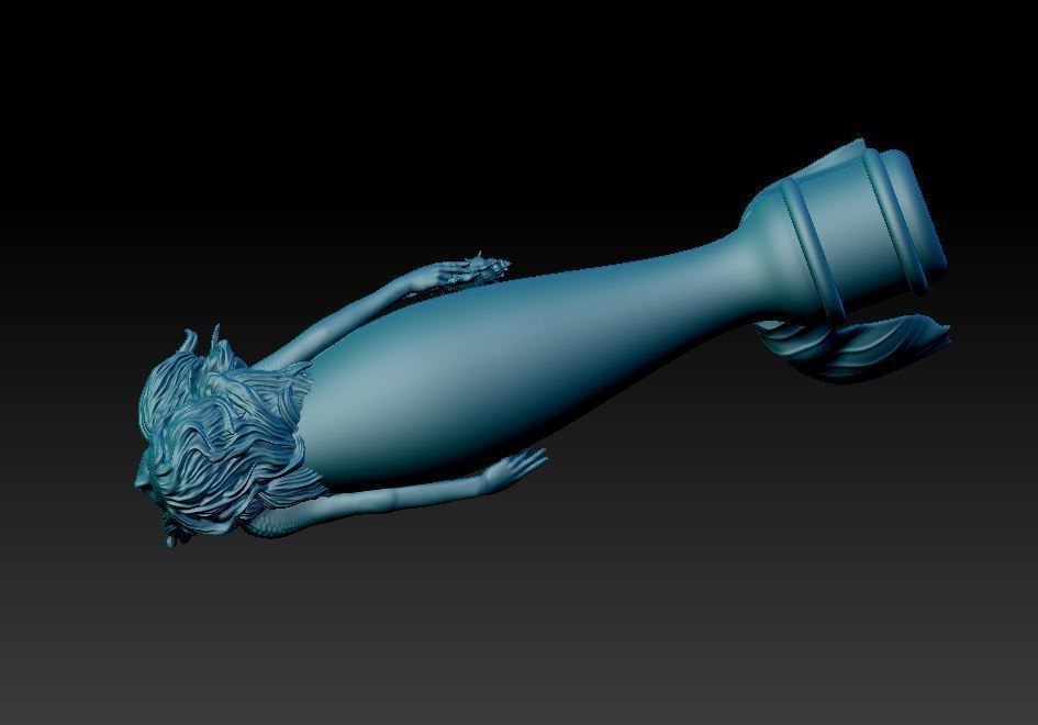 Mermaid on the handle 3D print model_4