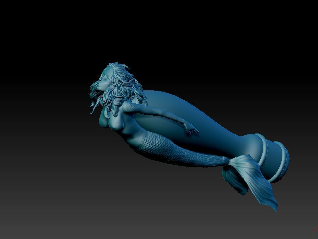 Mermaid on the handle 3D print model_2