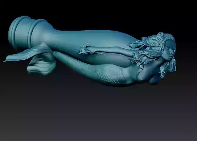 Mermaid on the handle 3D print model