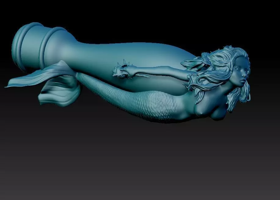 Mermaid on the handle 3D print model_0
