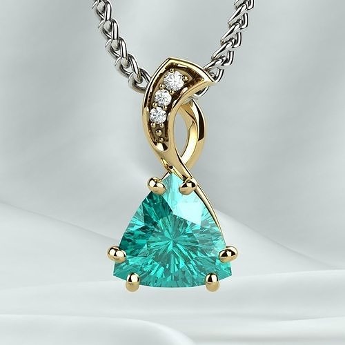 Topaz Trillion Cut Gem Gold Pendant 3D print model