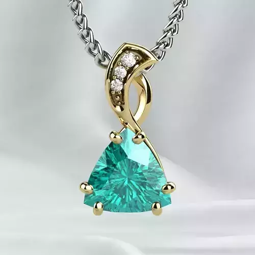 Topaz Trillion Cut Gem Gold Pendant 3D print model