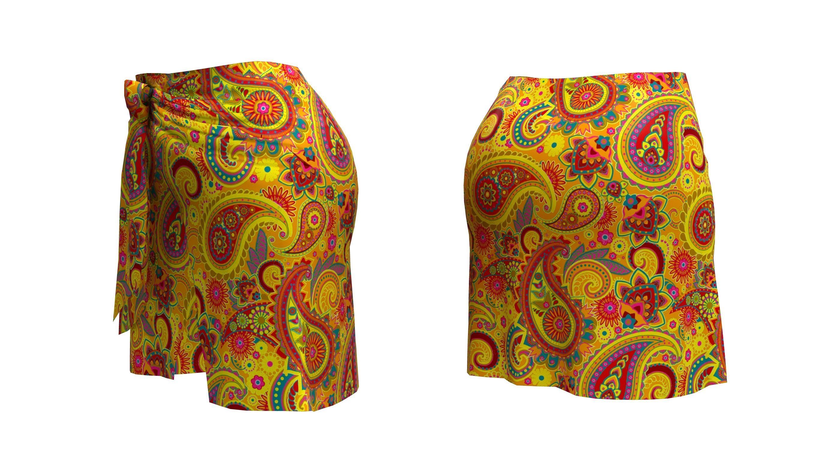 Female Skirt Low-poly 3D model_4