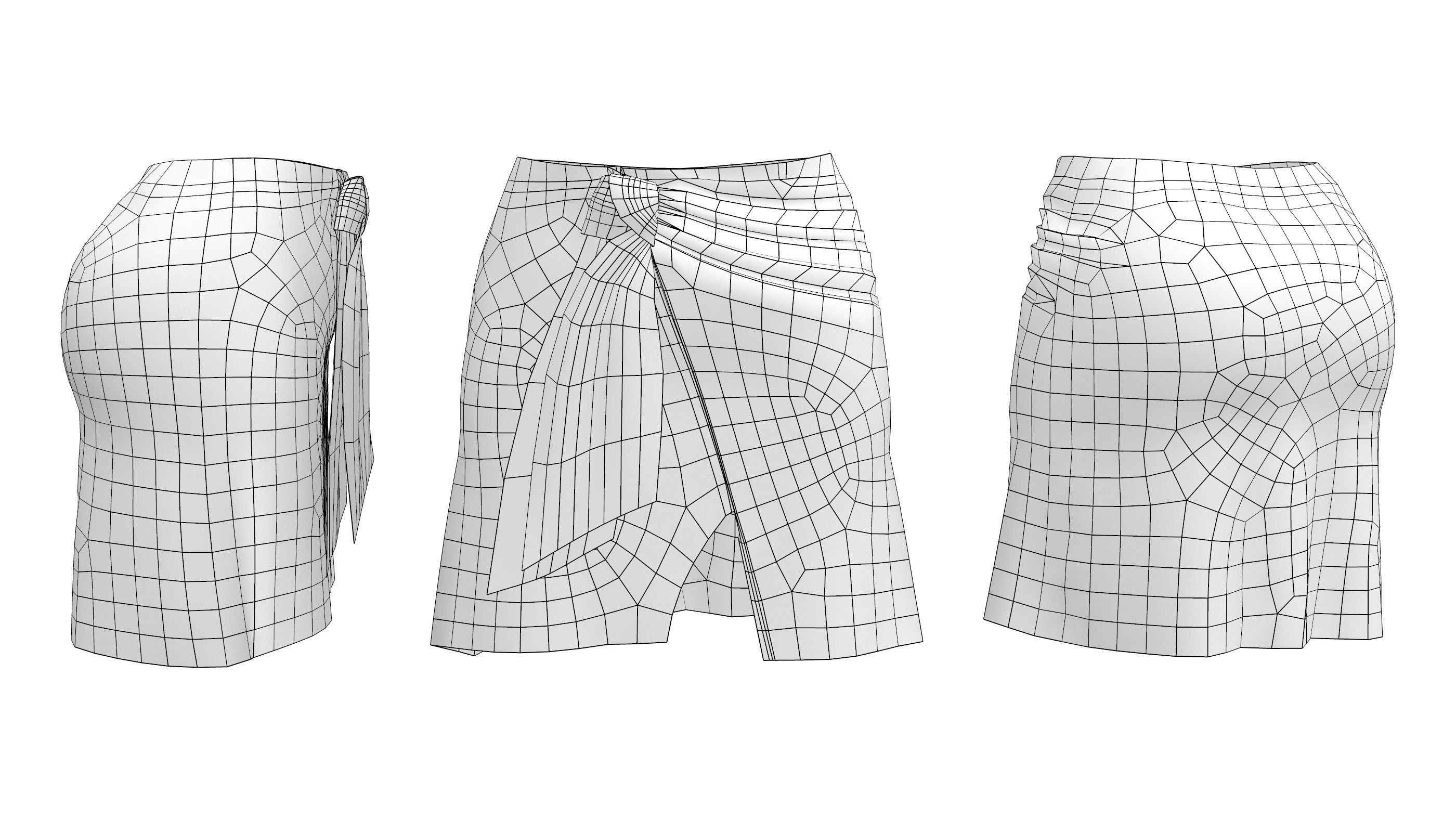 Female Skirt Low-poly 3D model_3