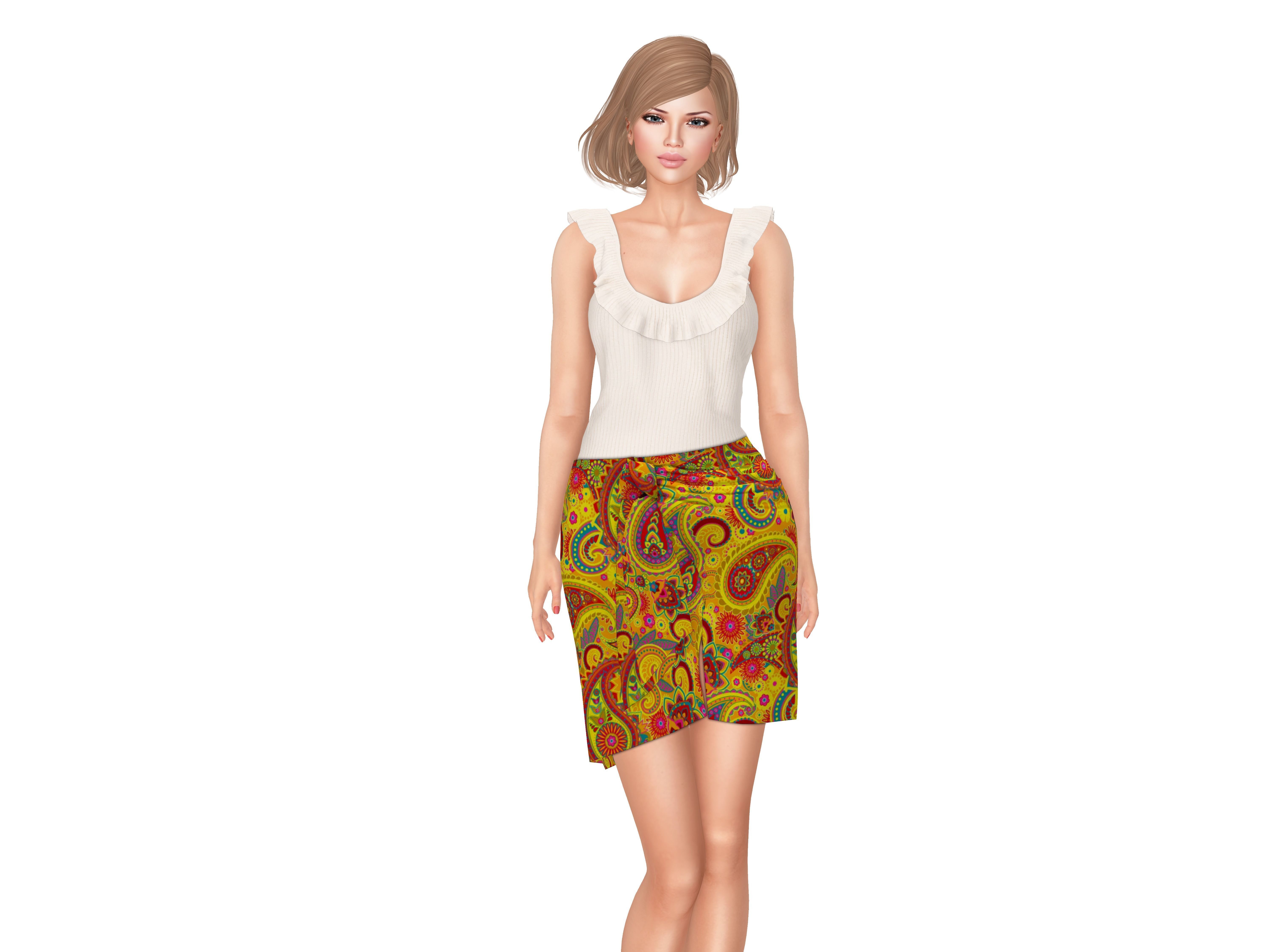 Female Skirt Low-poly 3D model_2