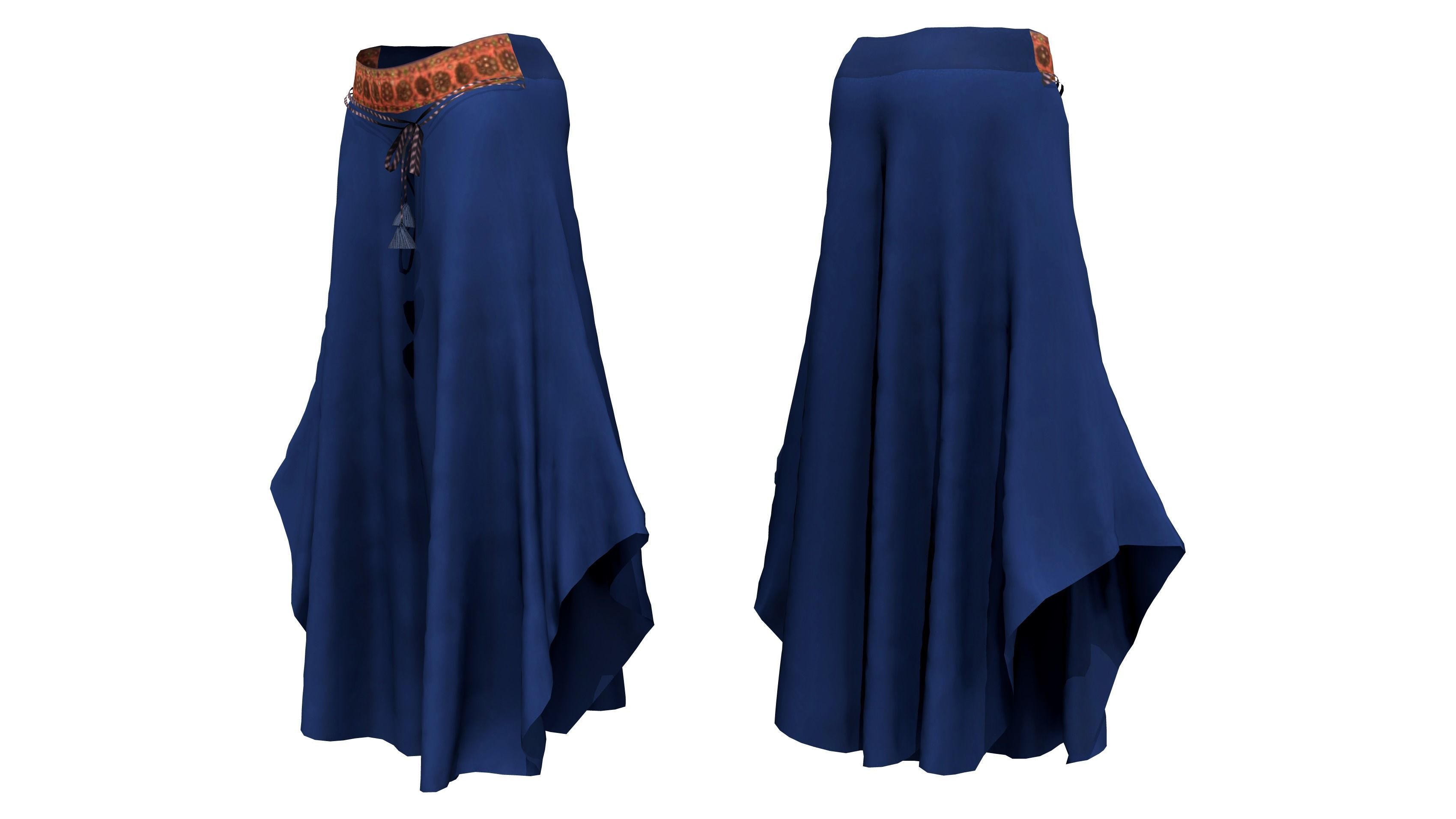 Female Lagenlook Pants Low-poly 3D model_5