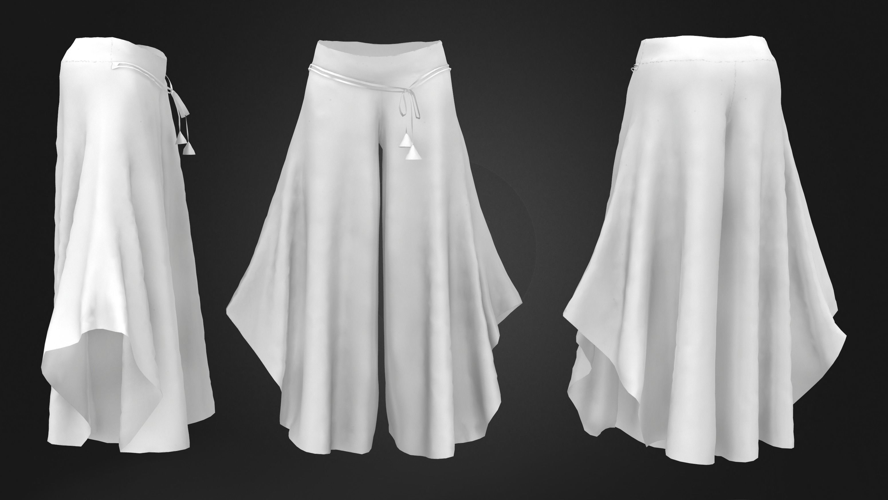 Female Lagenlook Pants Low-poly 3D model_6