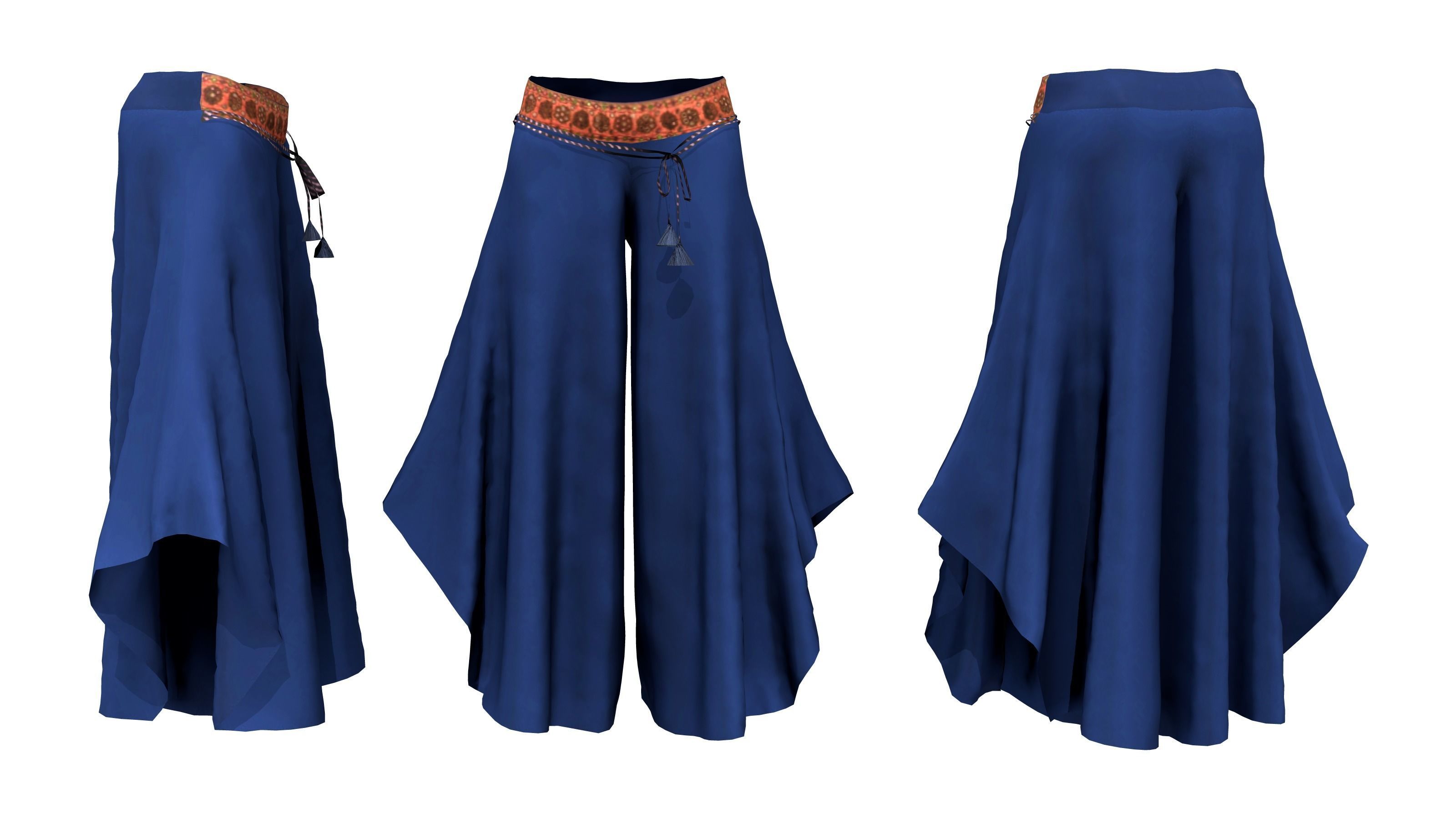 Female Lagenlook Pants Low-poly 3D model_2