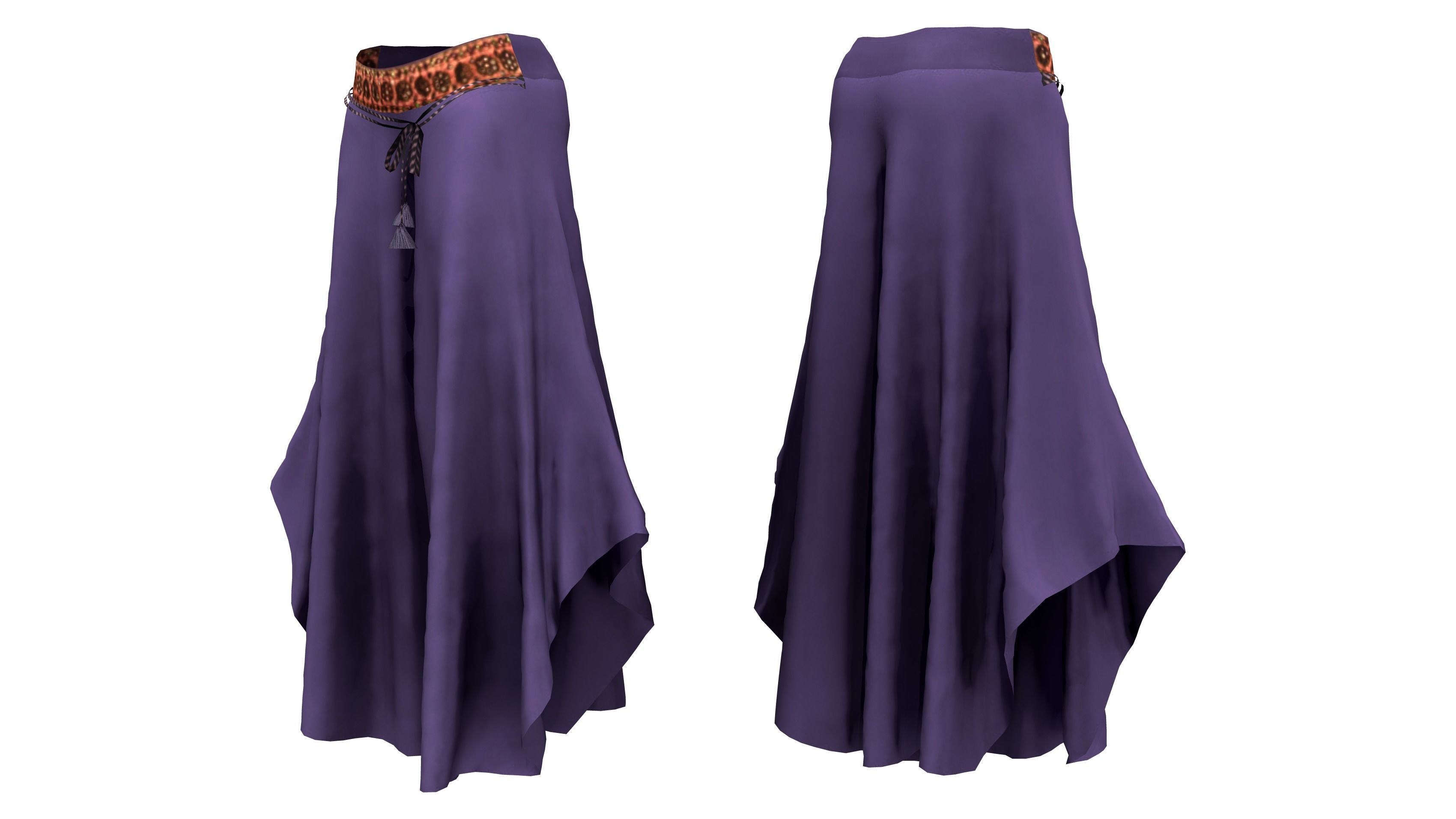 Female Lagenlook Pants Low-poly 3D model_4