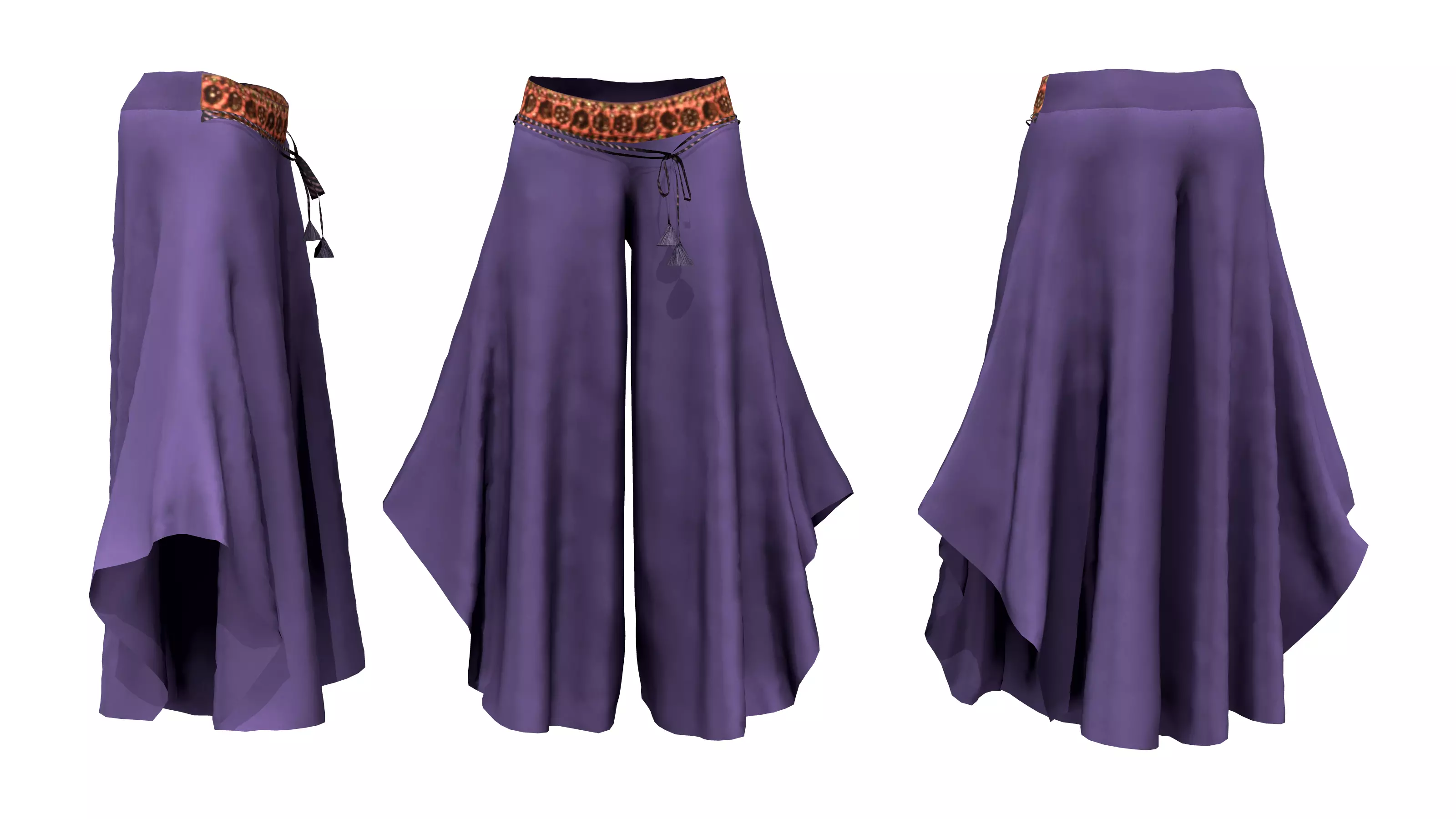 Female Lagenlook Pants Low-poly 3D model_0