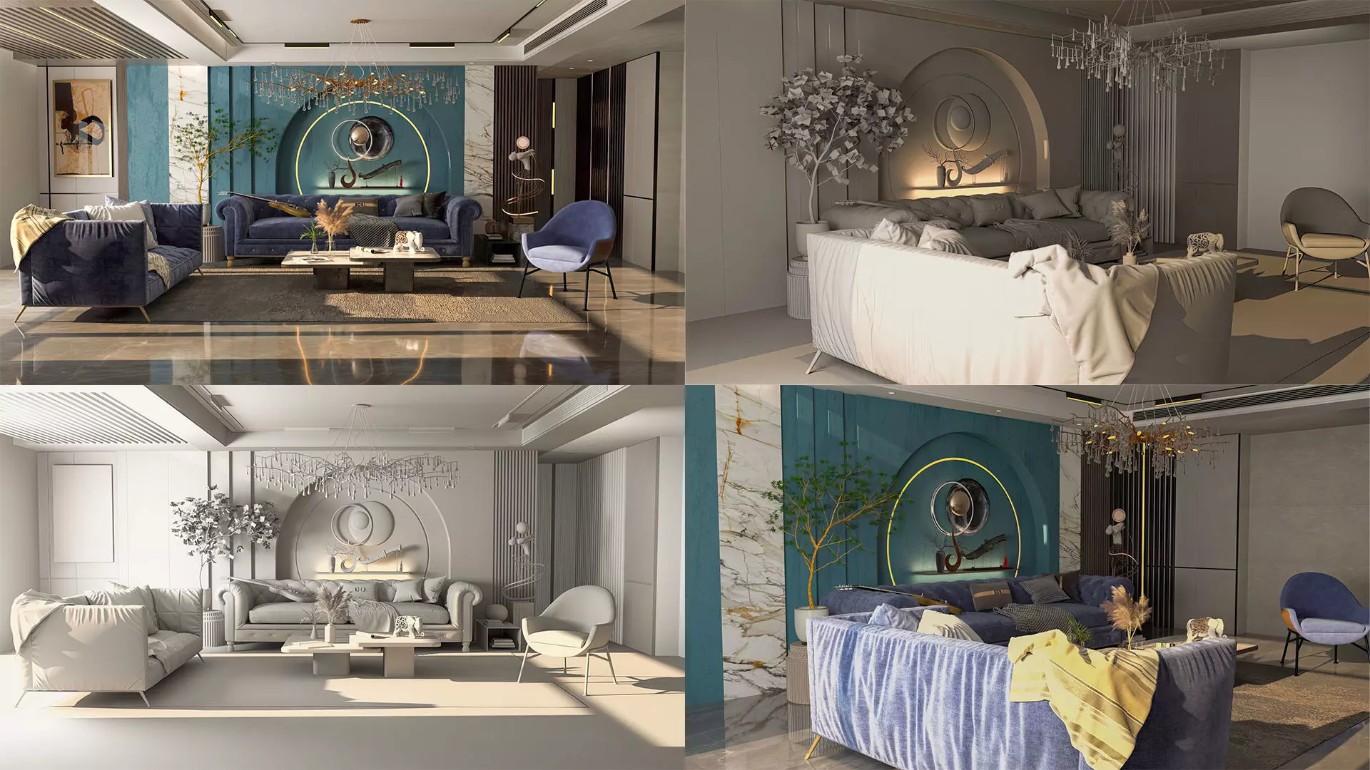 Architectural Interior Scene - Living Room 3D model