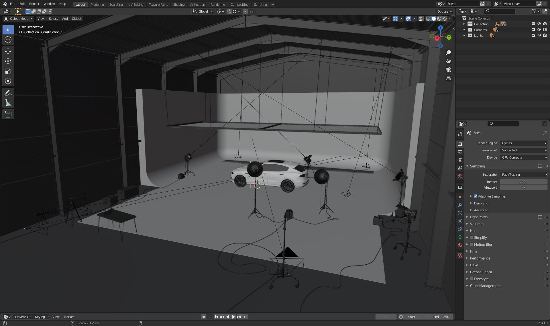 Automotive photo studio for Blender Cycles SWR2 3D model_4