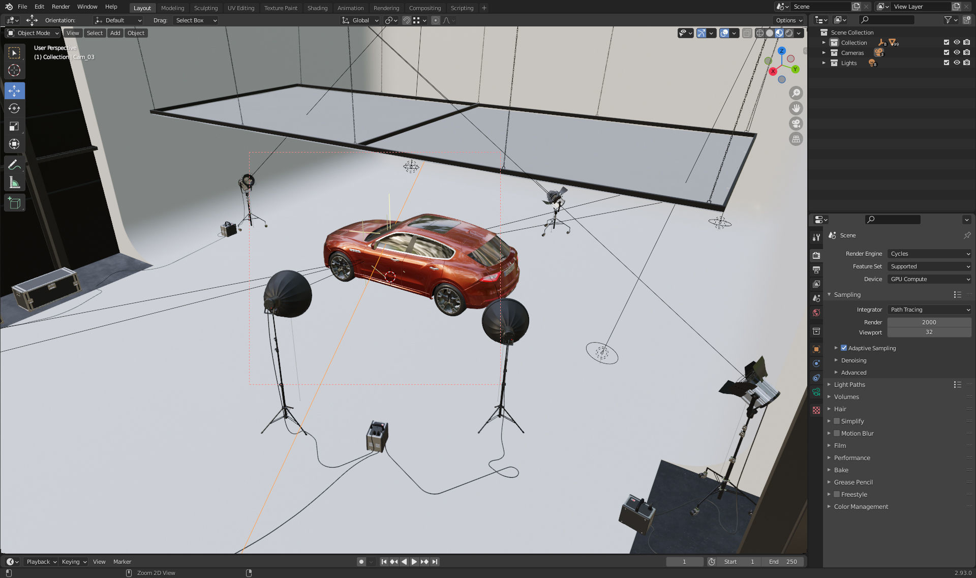 Automotive photo studio for Blender Cycles SWR2 3D model_8