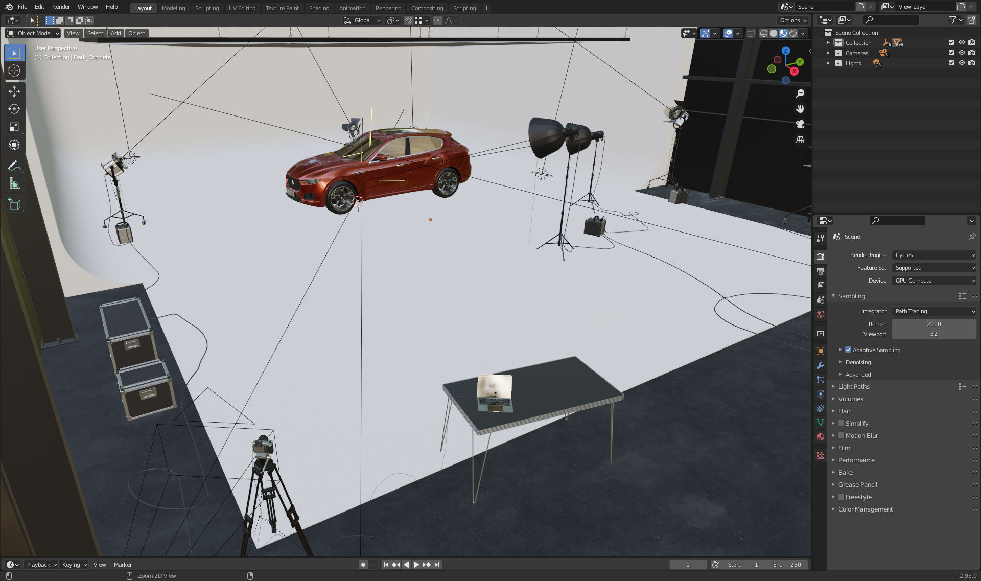 Automotive photo studio for Blender Cycles SWR2 3D model_13