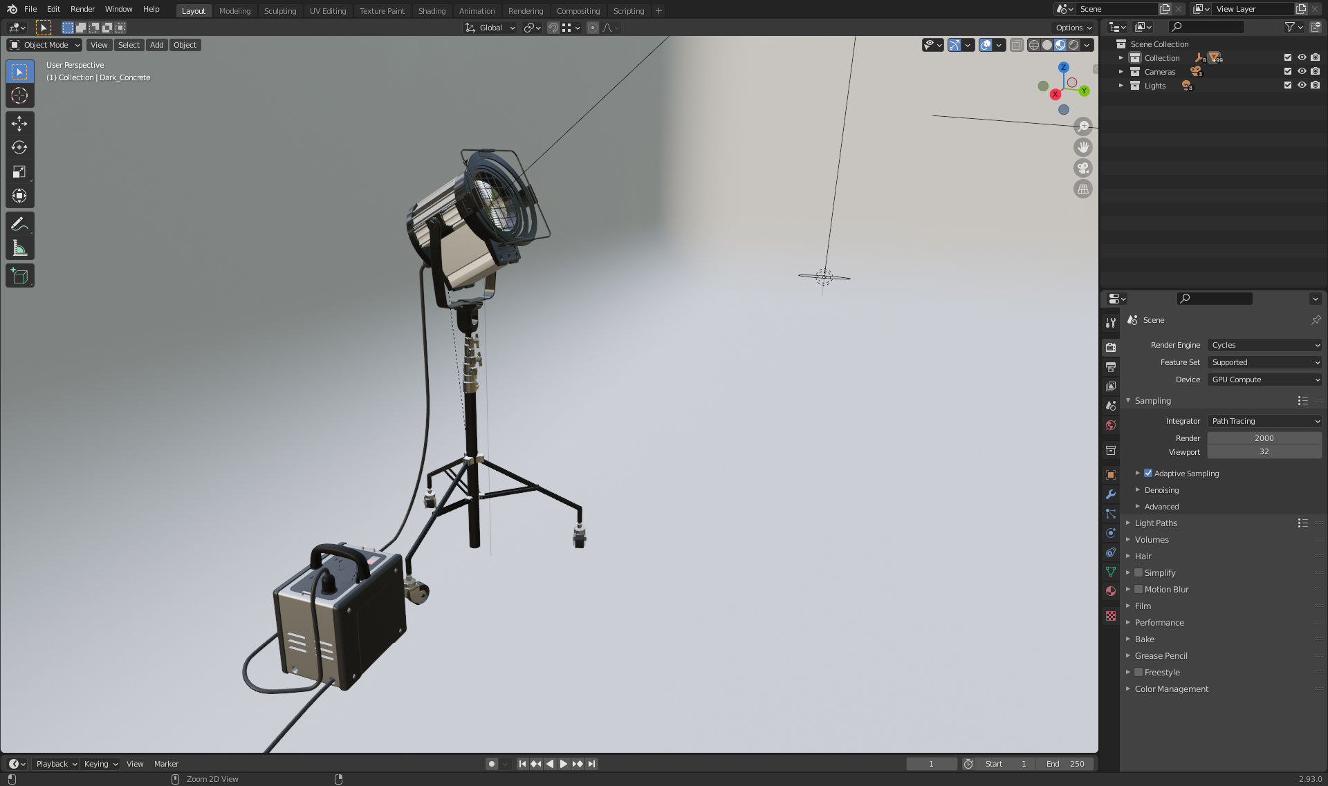 Automotive photo studio for Blender Cycles SWR2 3D model_9