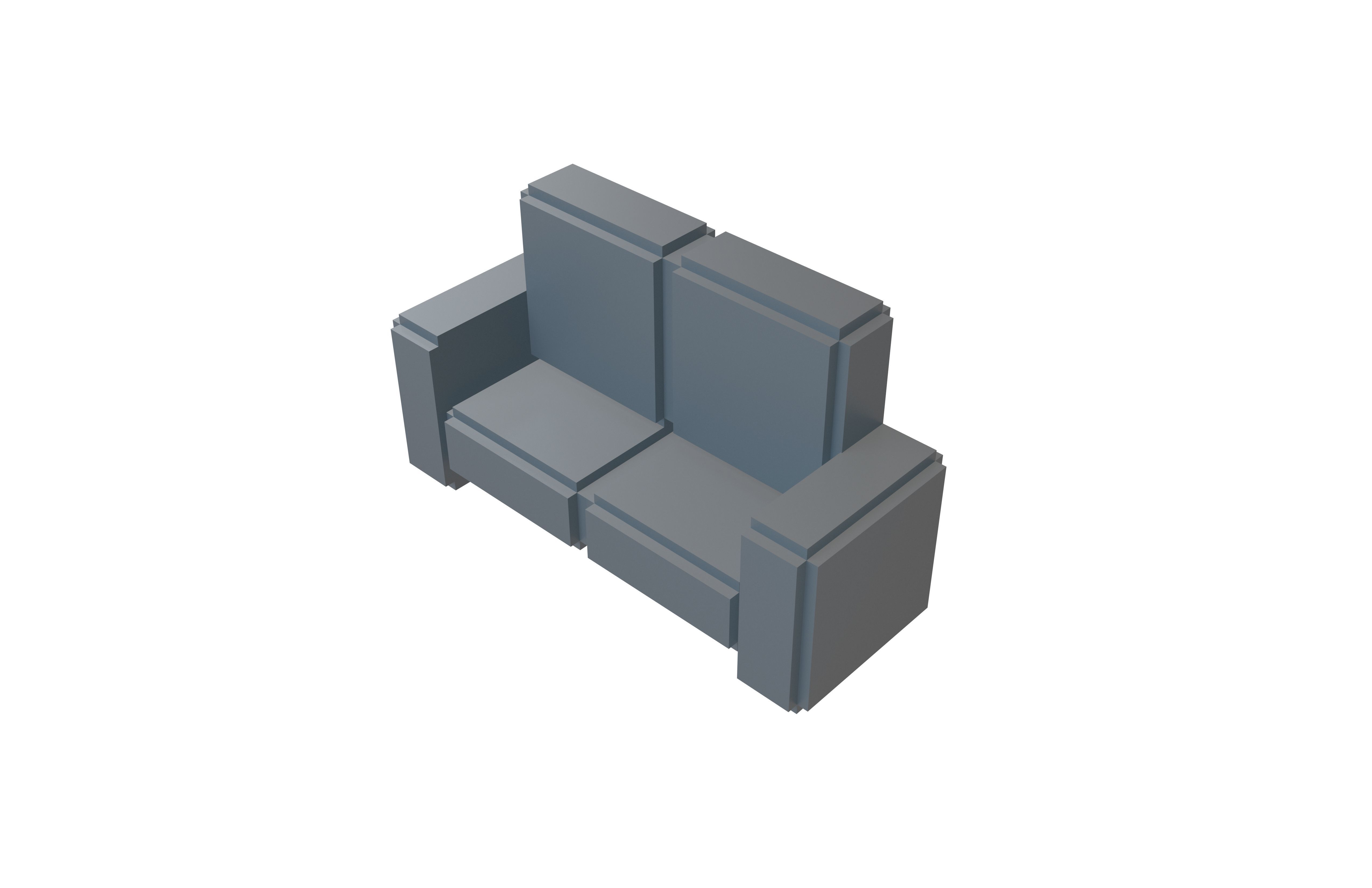 Voxel Sofa v1 002 Low-poly 3D model_2