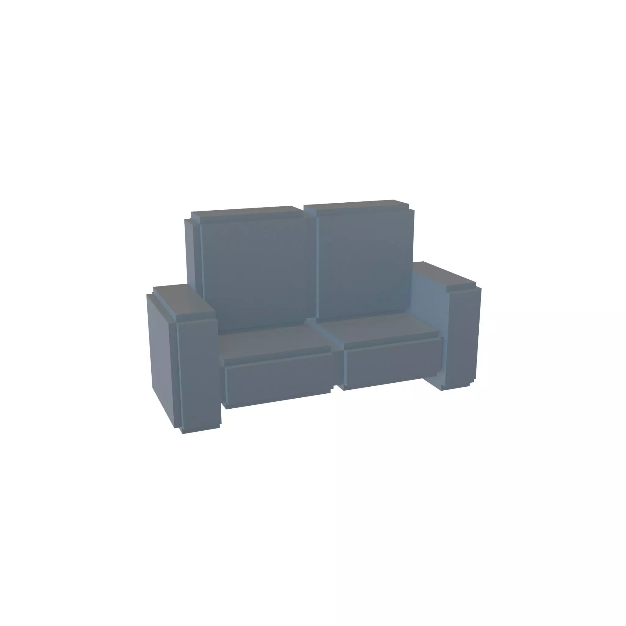 Voxel Sofa v1 002 Low-poly 3D model_0