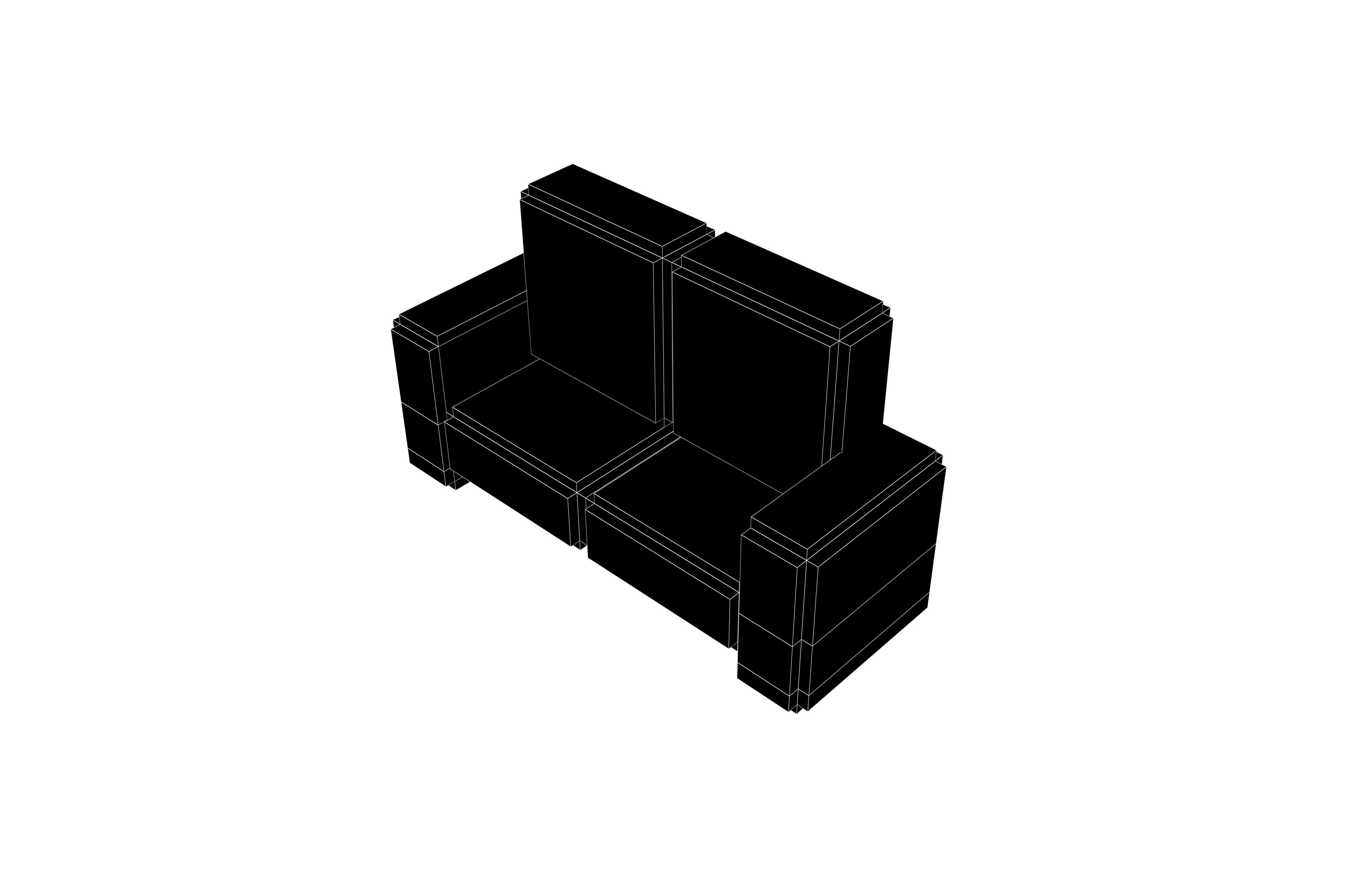 Voxel Sofa v1 002 Low-poly 3D model_7