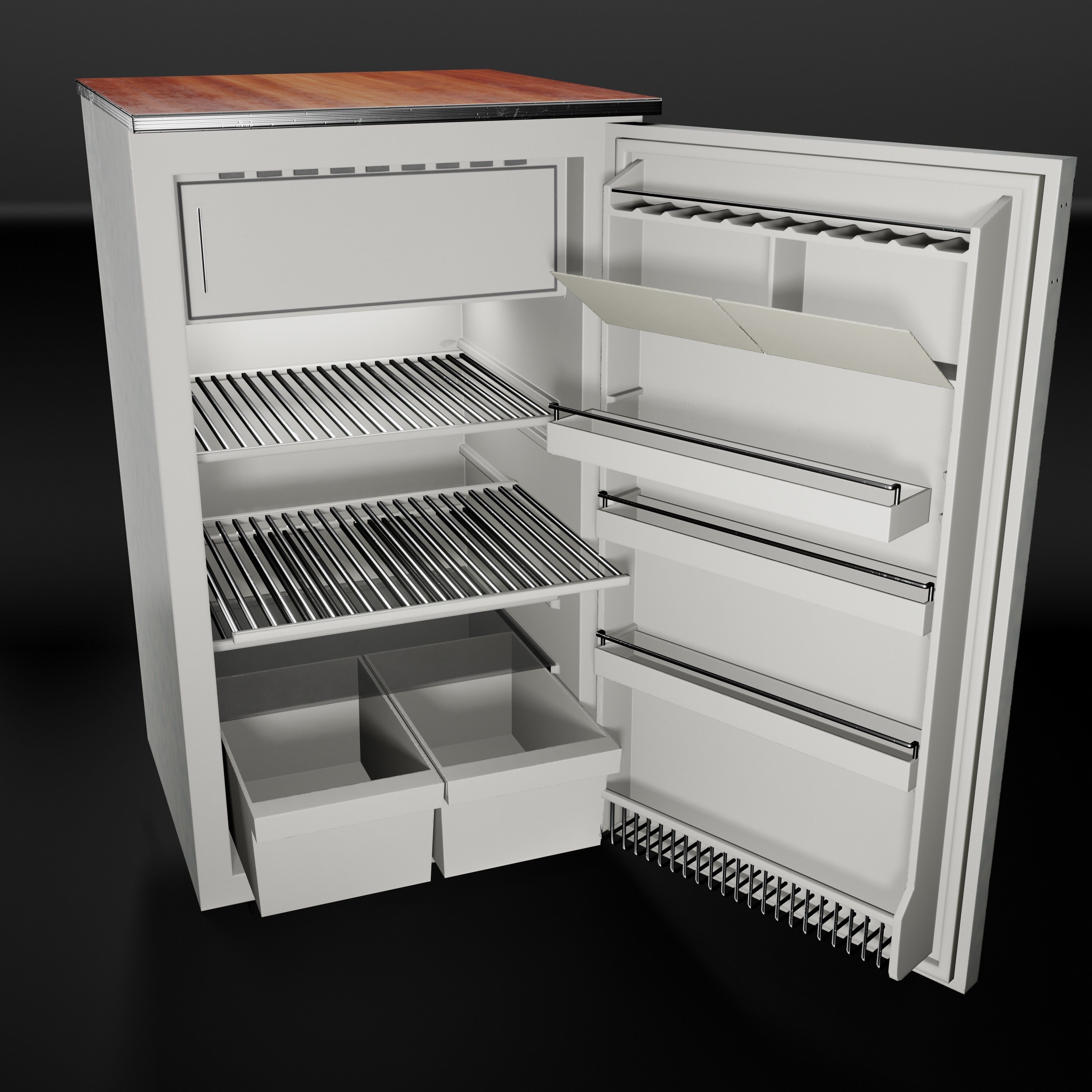 Refrigerator without handle Old Polus-10 PBR game-ready Low-poly 3D model_1