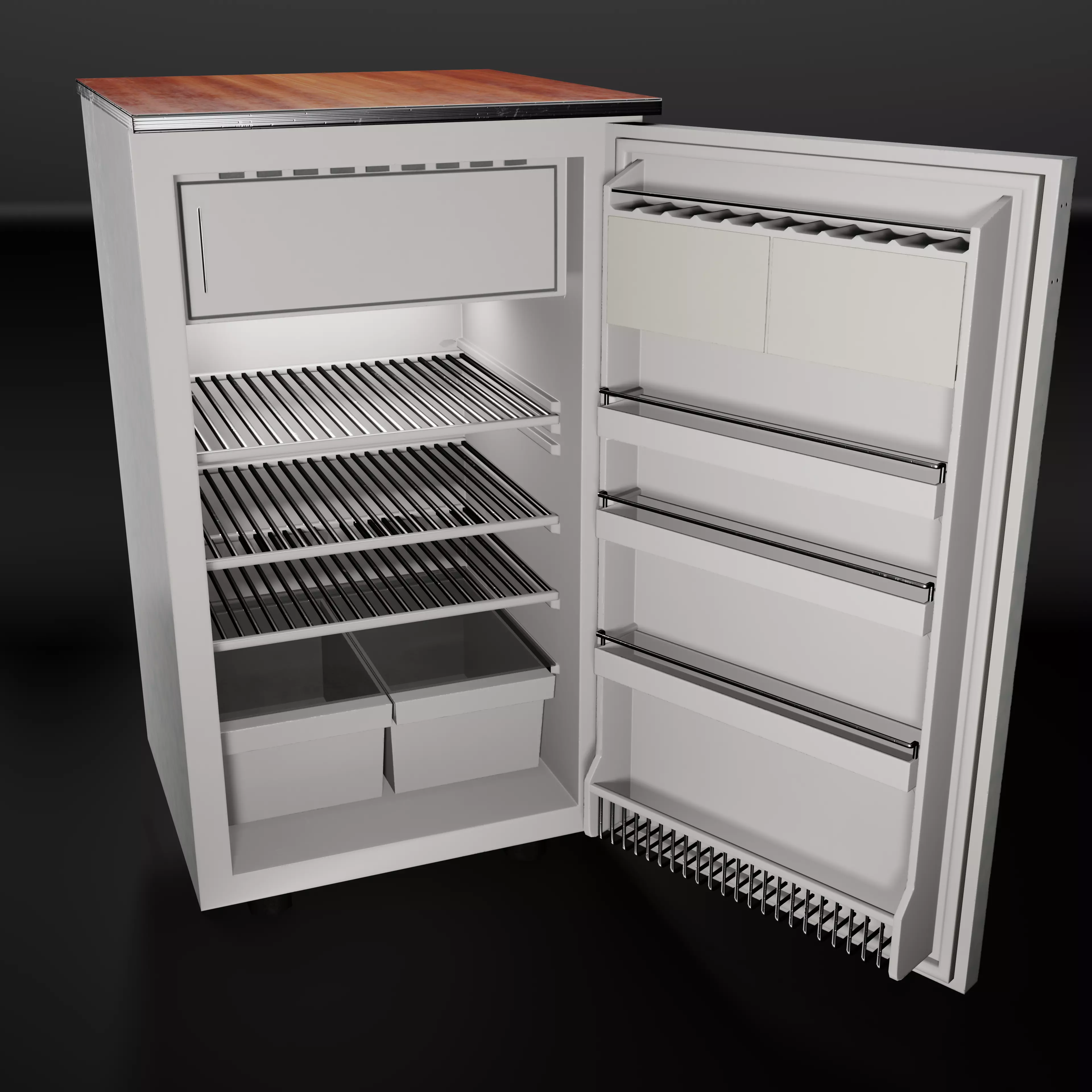 Refrigerator without handle Old Polus-10 PBR game-ready Low-poly 3D model_0