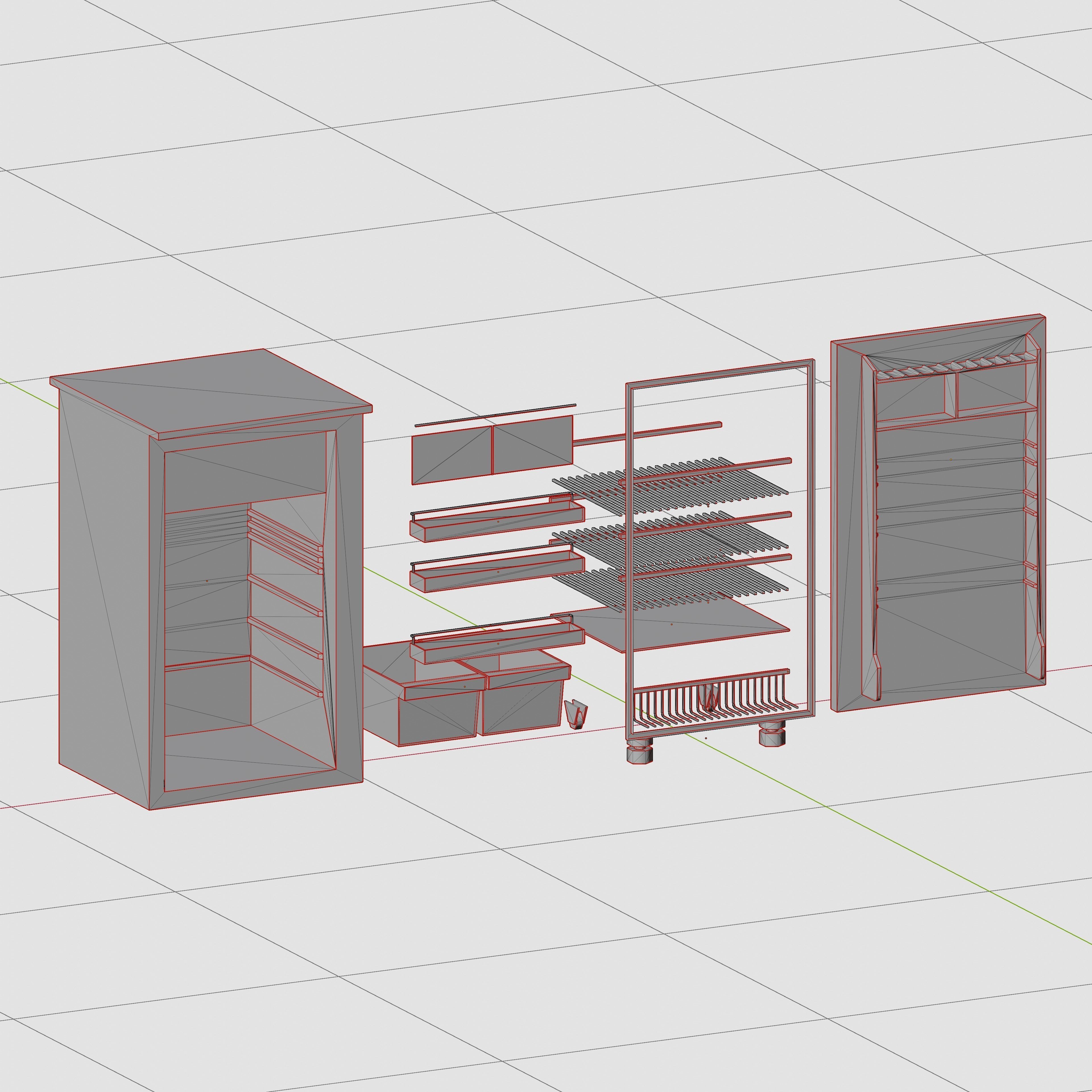 Refrigerator without handle Old Polus-10 PBR game-ready Low-poly 3D model_12