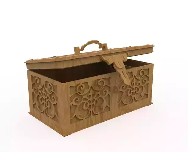 chest wooden with ornate design