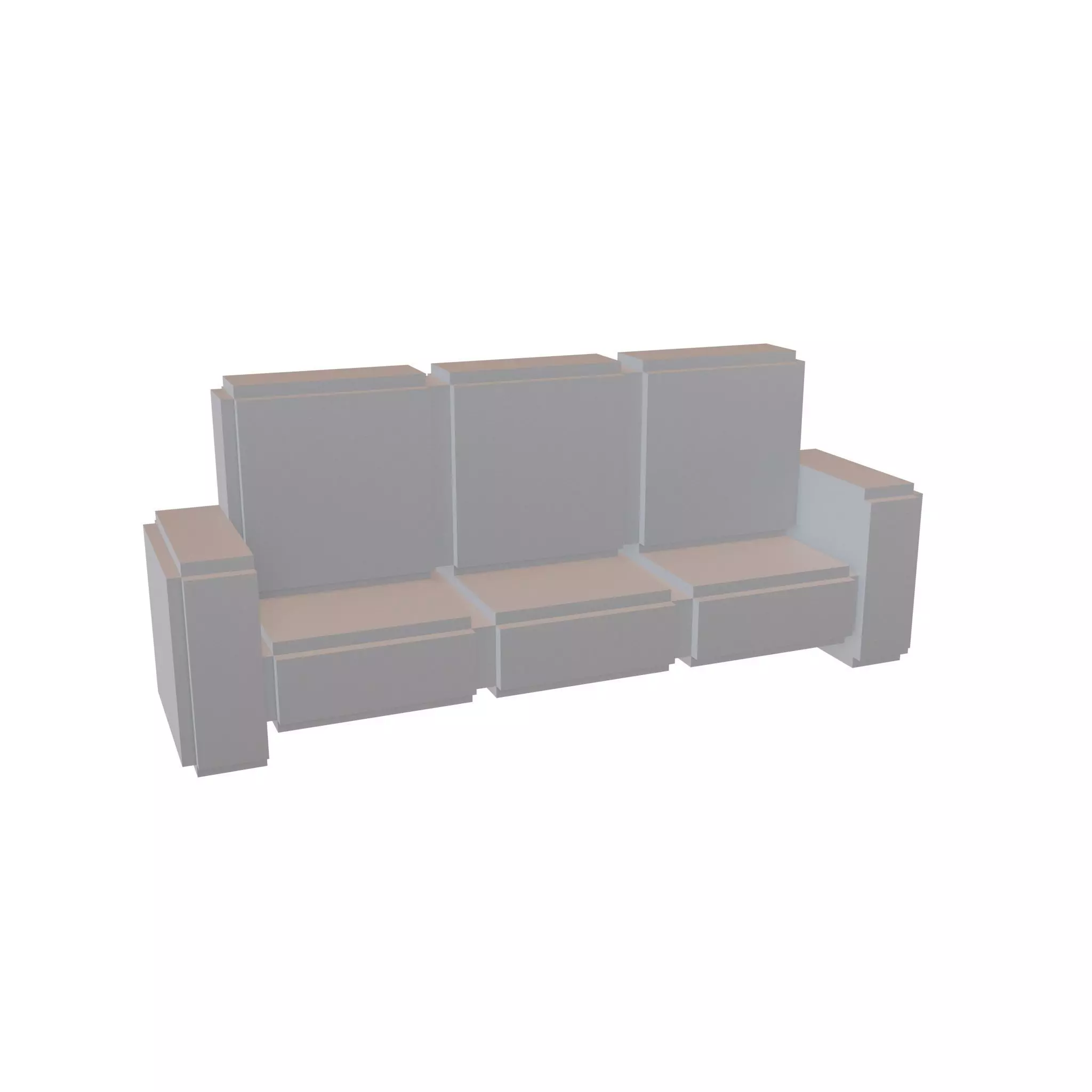 Voxel Sofa v2 001 Low-poly 3D model_0