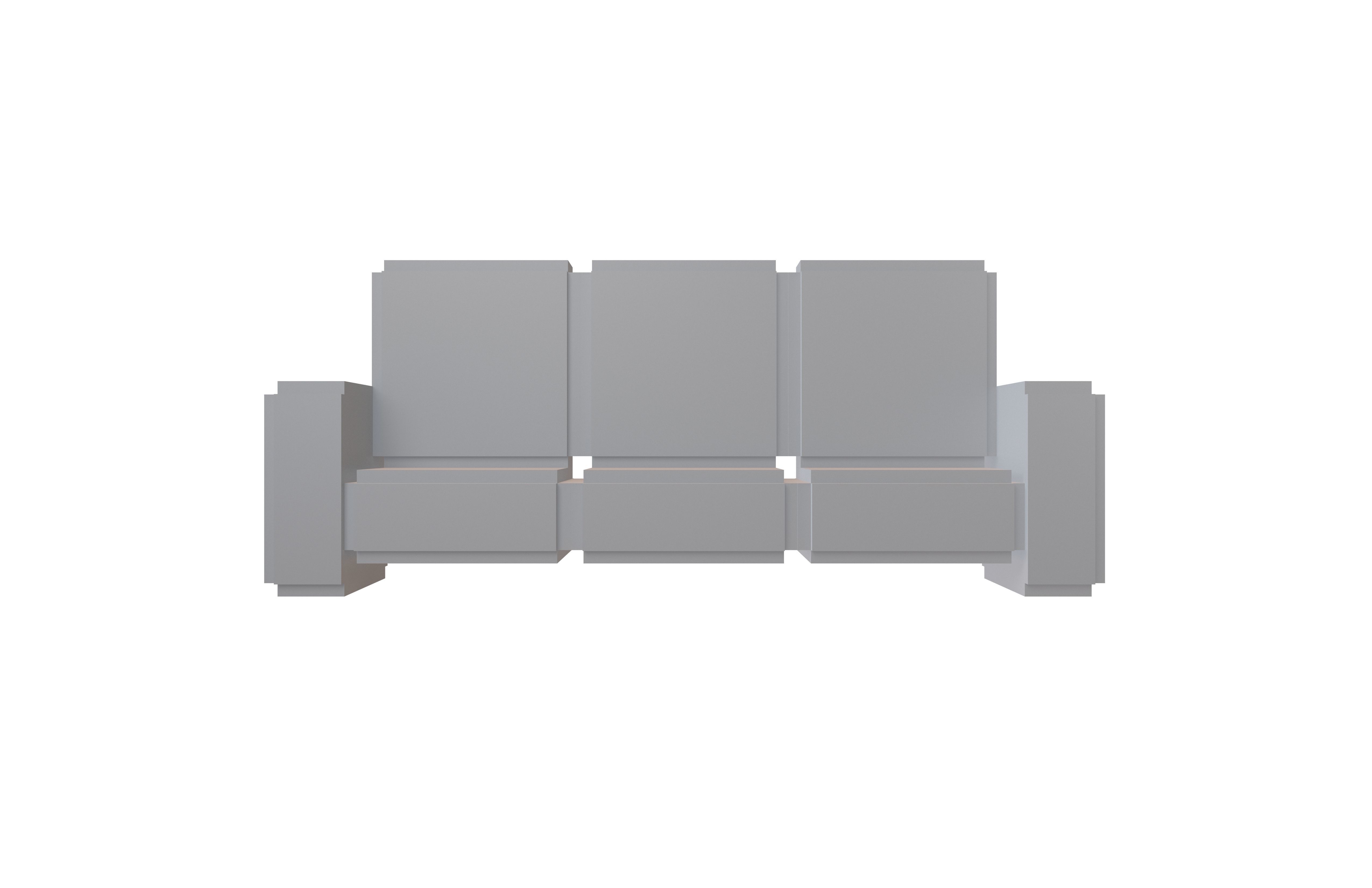 Voxel Sofa v2 001 Low-poly 3D model_1