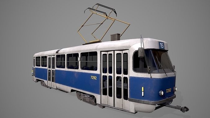 Old Tram  Low-poly 3D model