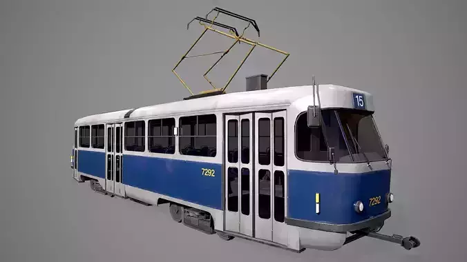 Old Tram  Low-poly 3D model