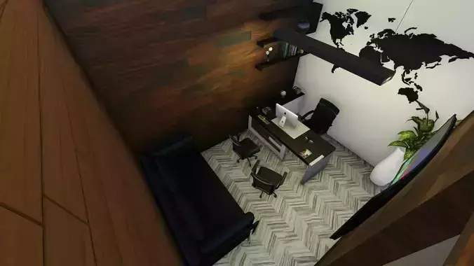 Small office Cabin Design Low-poly 3D model