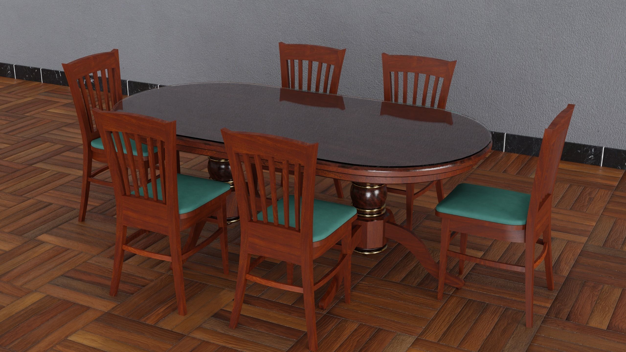 Dining Table - Royal Low-poly 3D model_3