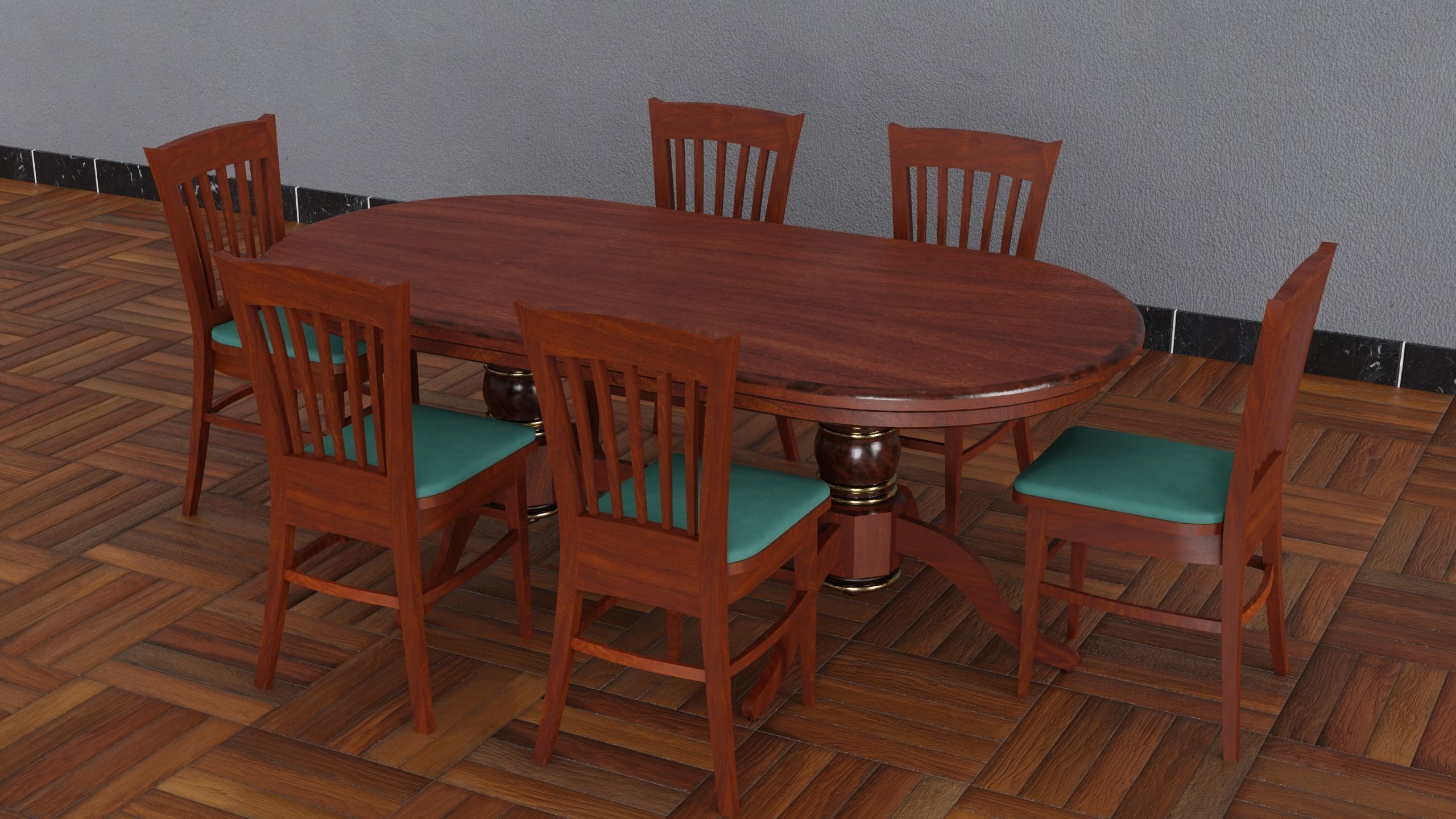 Dining Table - Royal Low-poly 3D model_2