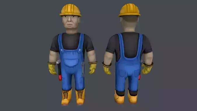 Builder low poly for mobile games Low-poly 3D model