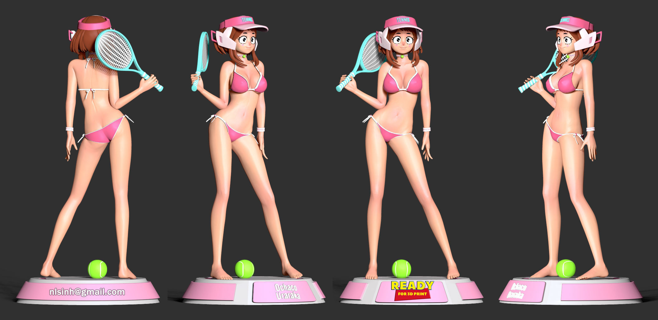 Ochaco plays tennis 3D print model_1
