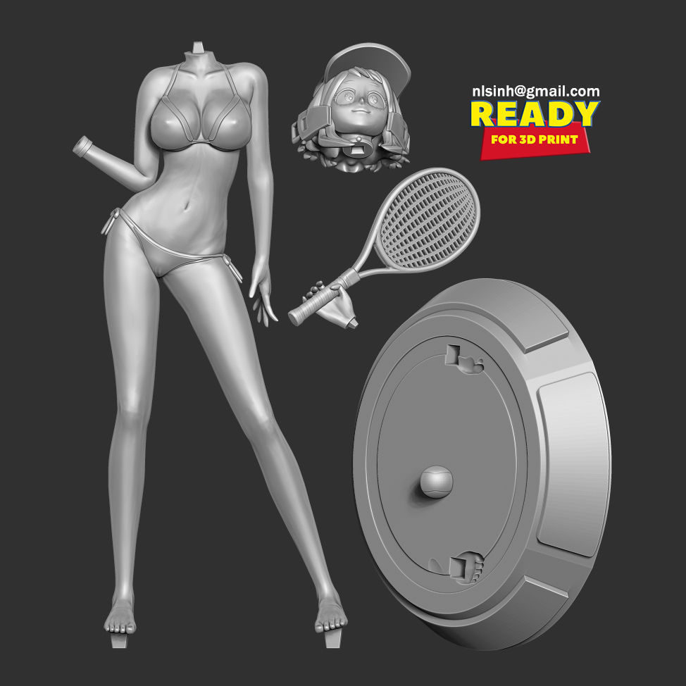 Ochaco plays tennis 3D print model_2